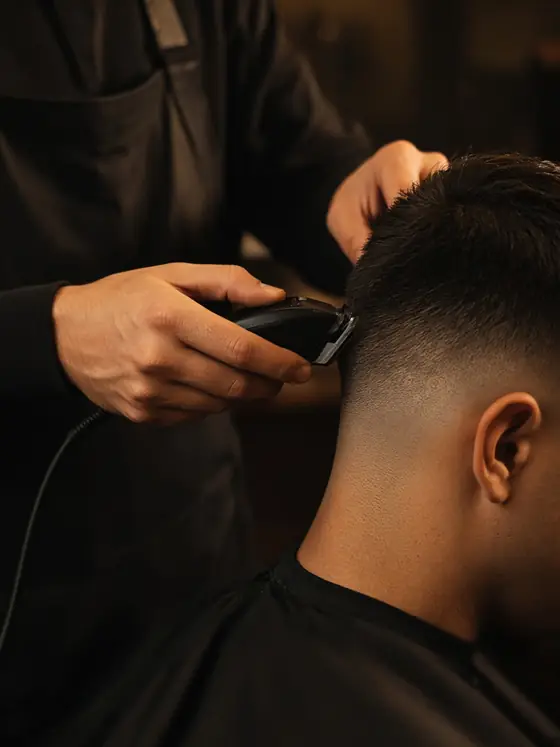 A barber at work, sample photo used in barber demos