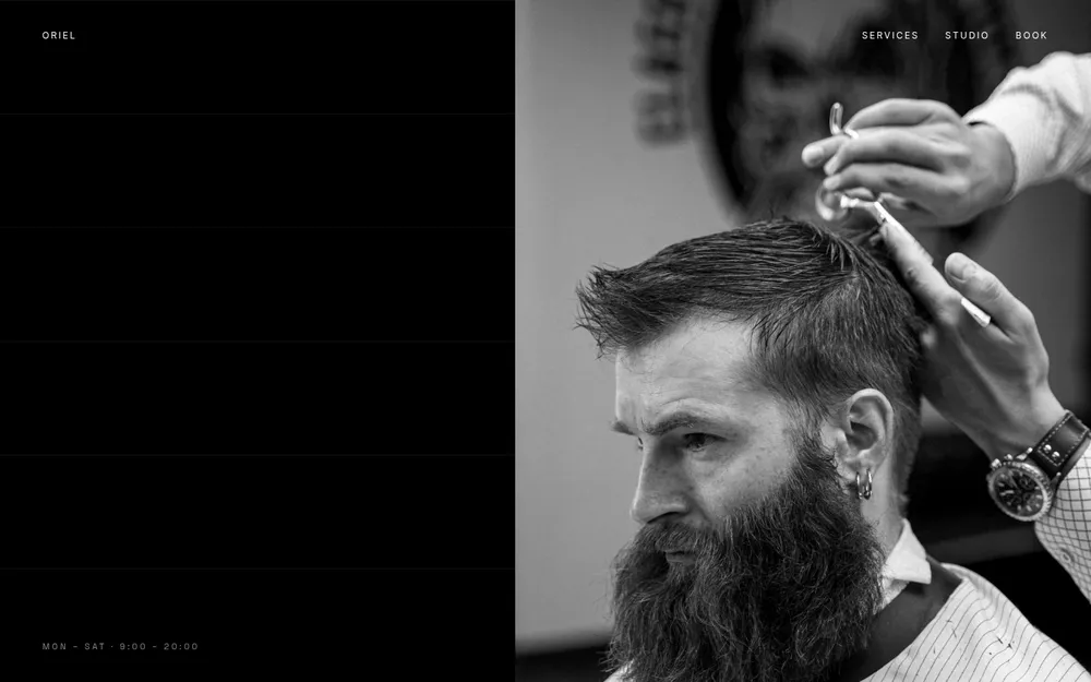 Oriel, modern barbershop website