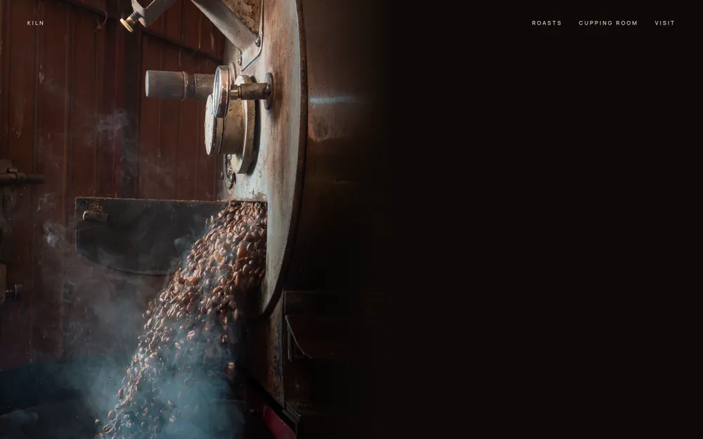 Kiln, small-batch coffee roastery website